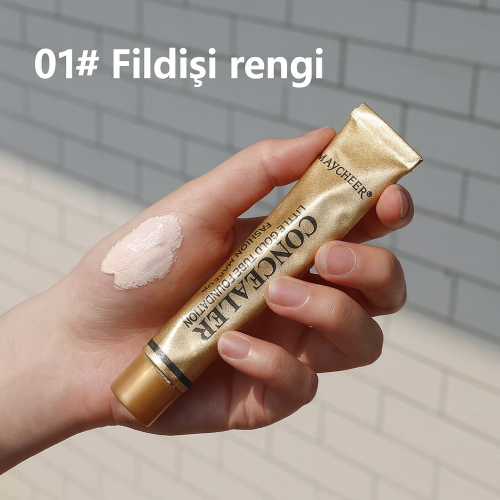 MAYCHEER  Little Gold Tube Concealer – Yüksek Kapatıcılık Fondöten & Kapatıcı 30g – Suya Dayanıklı, Uzun Kalıcı ( 1 )