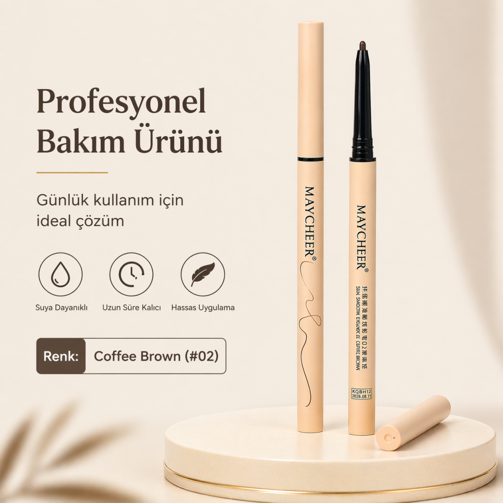 MAYCHEER 1.5mm Micro Jel Kahverengi Eyeliner Kalemi – Suya Dayanıklı, Kalıcı, İnce Uçlu Döner Mekanizmalı (3 Renk)