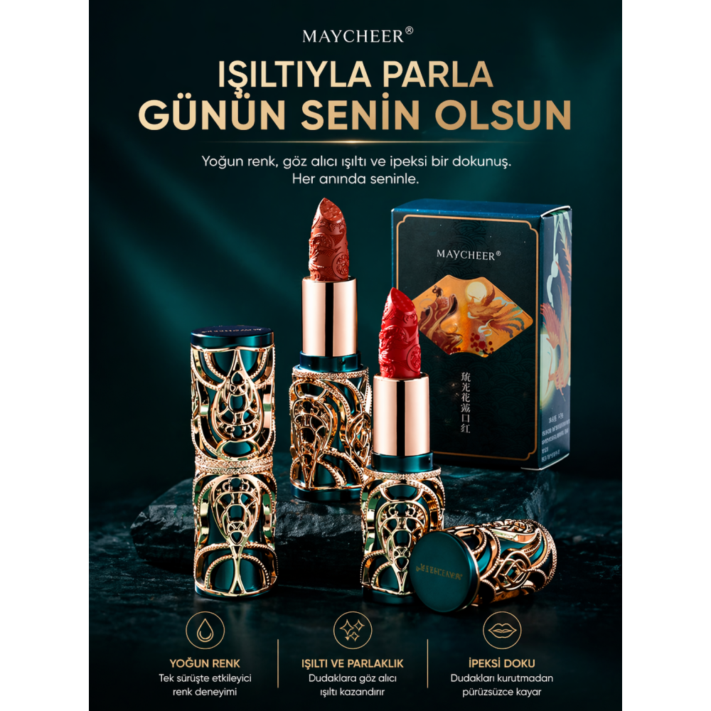 MAYCHEER Lüks Oymalı Mat Ruj