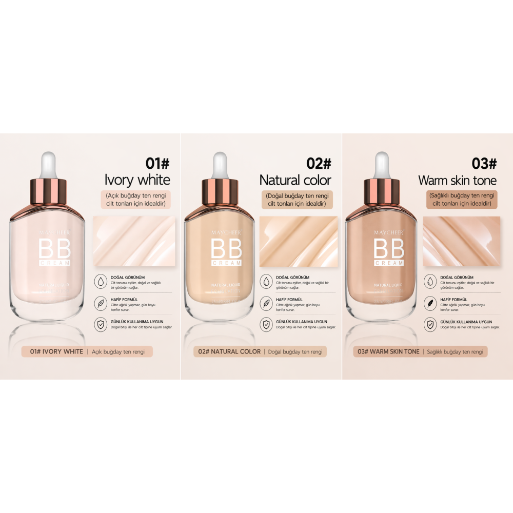 MAYCHEER BB Cream Natural Liquid Foundation