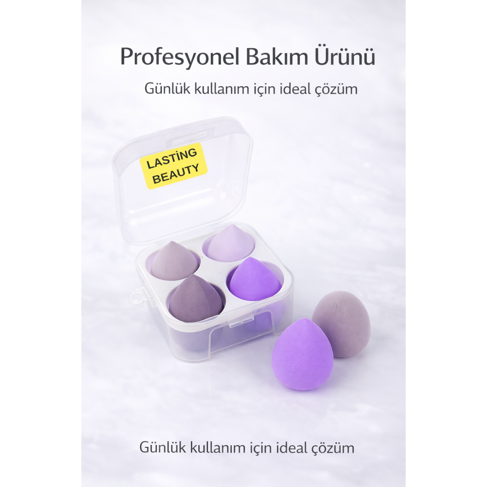 LASTİNGBEAUTY 4'lü Kutulu Makyaj Süngeri Seti