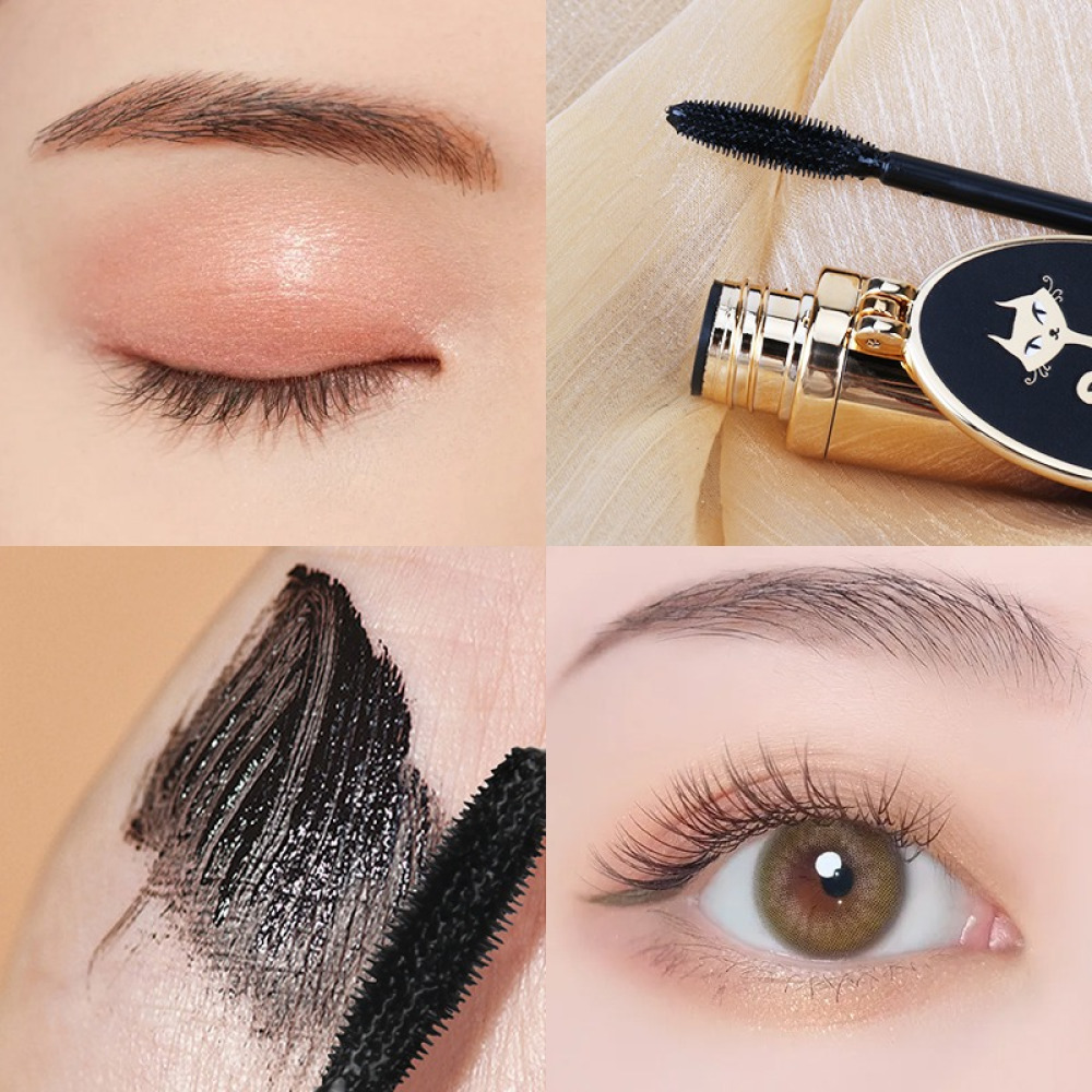 MAYCHEER Ayna Kapaklı Şık Kedi Figürlü 4D Hacim Veren Suya Dayanıklı Maskara – Uzun ve Kıvrık Kirpik Etkisi