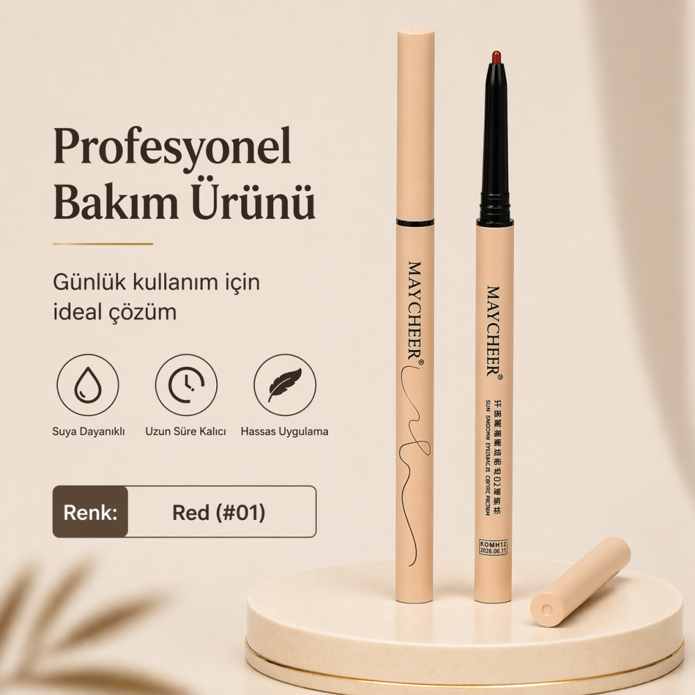 MAYCHEER 1.5mm Micro Jel Kırmızı Eyeliner Kalemi – Suya Dayanıklı, Kalıcı, İnce Uçlu Döner Mekanizmalı (3 Renk)