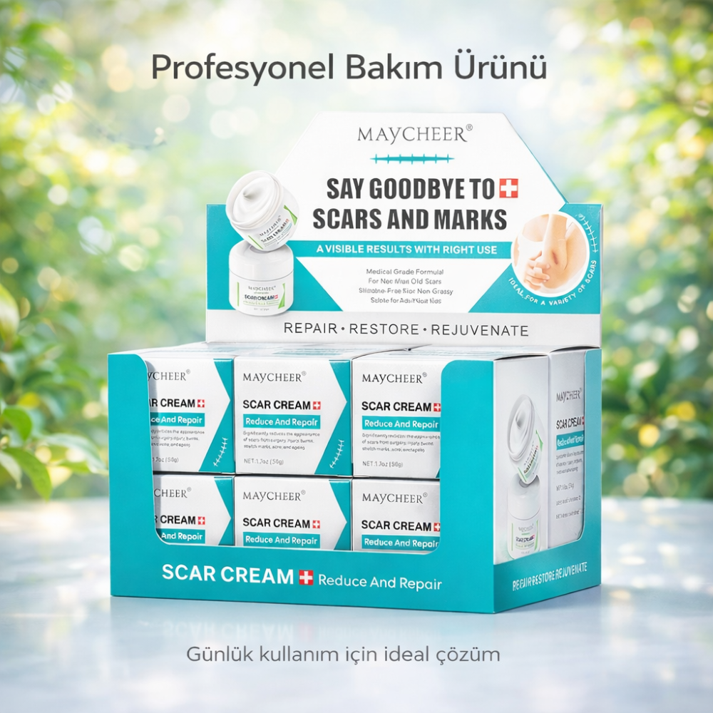 MAYCHEER Yara İz Giderici Onarım Kremi 50g – Skar Azaltıcı, Cilt Yenileyici, Aloe Vera Özlü