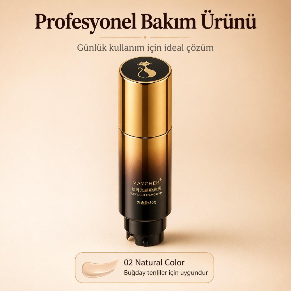 MAYCHEER Likit Fondöten – Uzun Süre Kalıcı, Doğal Kapatıcı Etki, Işıltılı Finish, Pompalı Şık Tasarım – 30g ( 2 )
