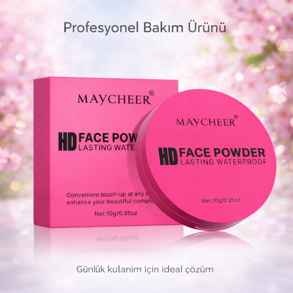 MAYCHEER HDToz Pudra 10g – Suya Dayanıklı Kompakt Pudra – 12 Saat Yağ Kontrolü – Hafif ve Yumuşak Doku
