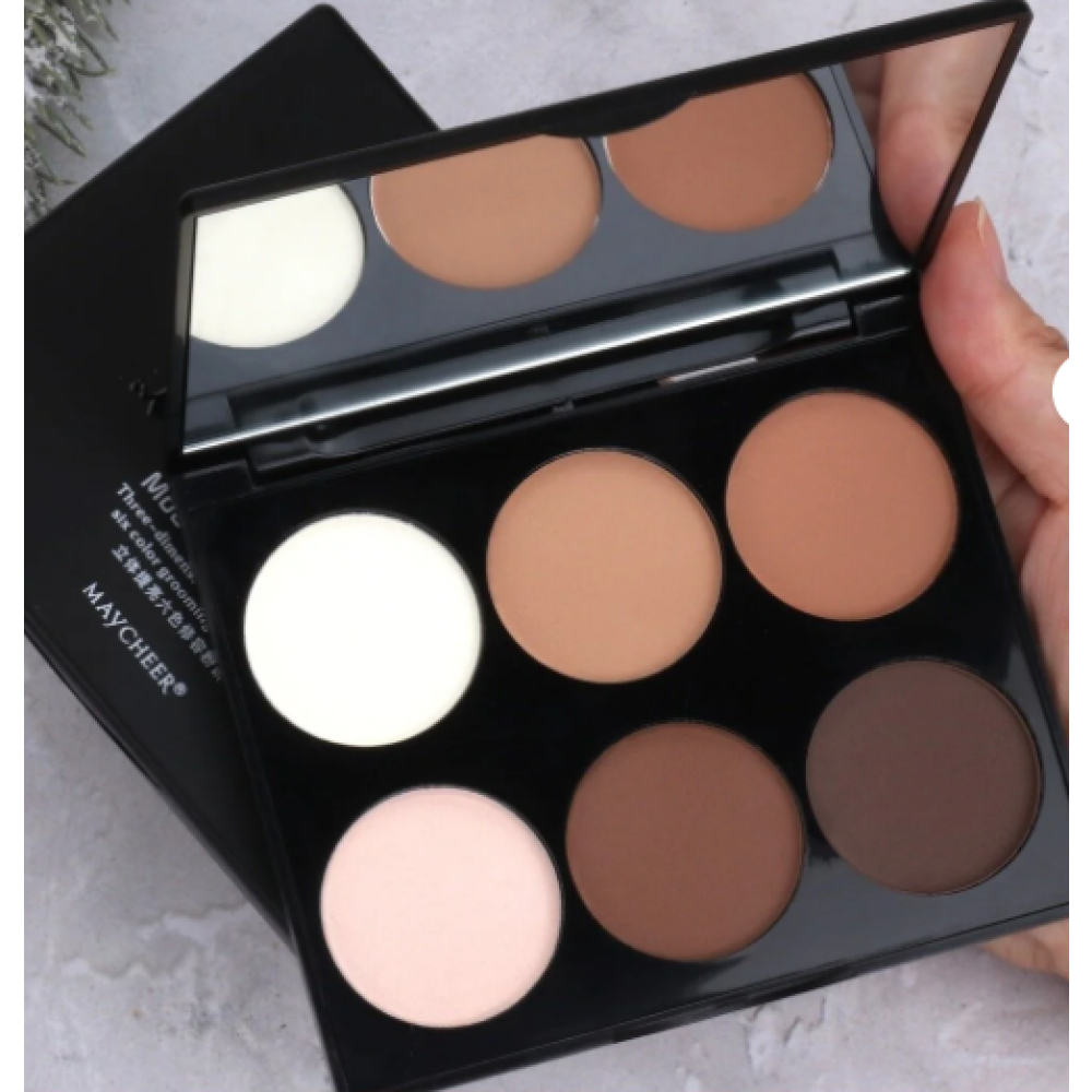 MAYCHEER 6’lı Kontür ve Aydınlatma Paleti – Profesyonel Yüz Şekillendirici Makyaj Paleti ( 3 )