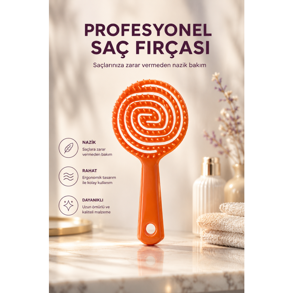 LASTİNGBEAUTY Profesyonel Üç Boyutlu Oval Saç Fırçası